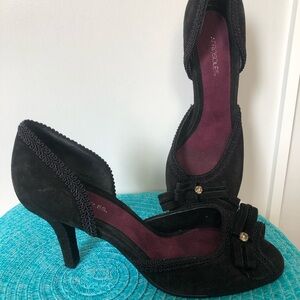 Aerosoles Black Suede Peep-toe Pumps Size 9